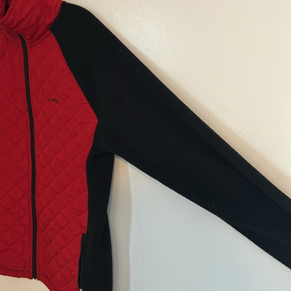 Women’s Ralph Lauren Sport Active Fleece Full Zip Jacket Size Large. Black/Red - Picture 4 of 12